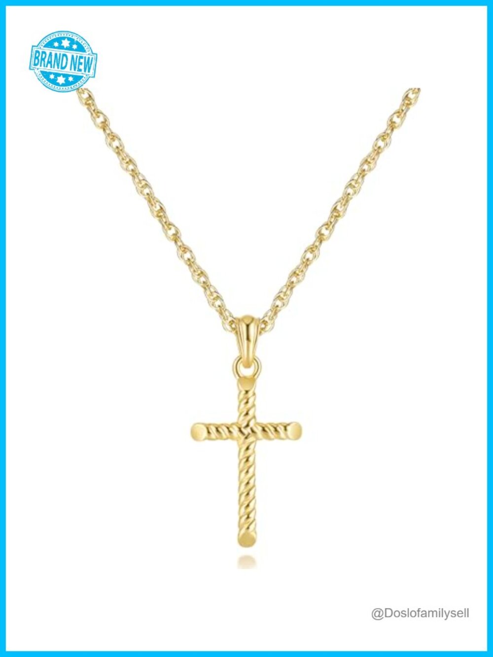 14k Gold Plated Cross Necklace Twisted Rope Pendant Singapore Chain